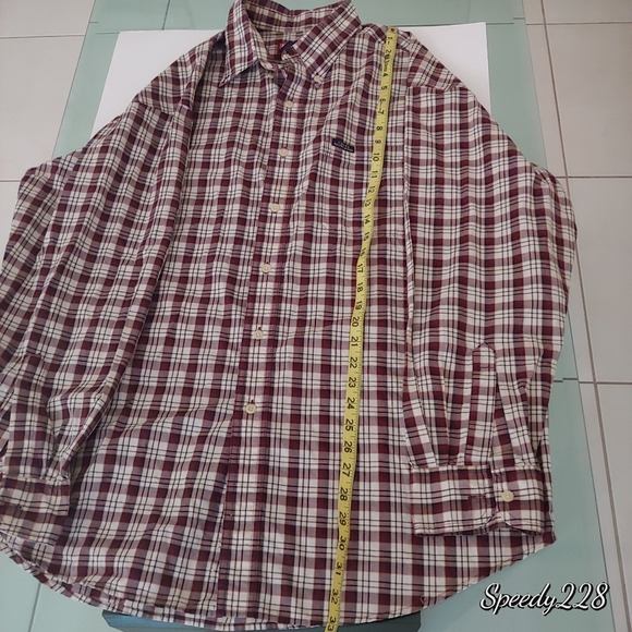 Chaps Ralph Lauren Burgundy long sleeve plaid - Picture 6 of 7